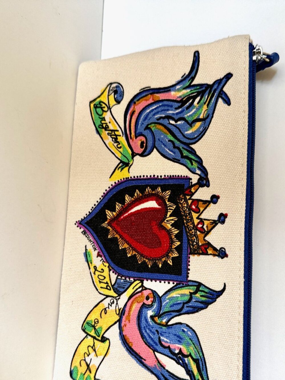 BRIGHTON - 2019 "Love of Art" Canvas Zippered Pouch Cosmetic or Travel - New